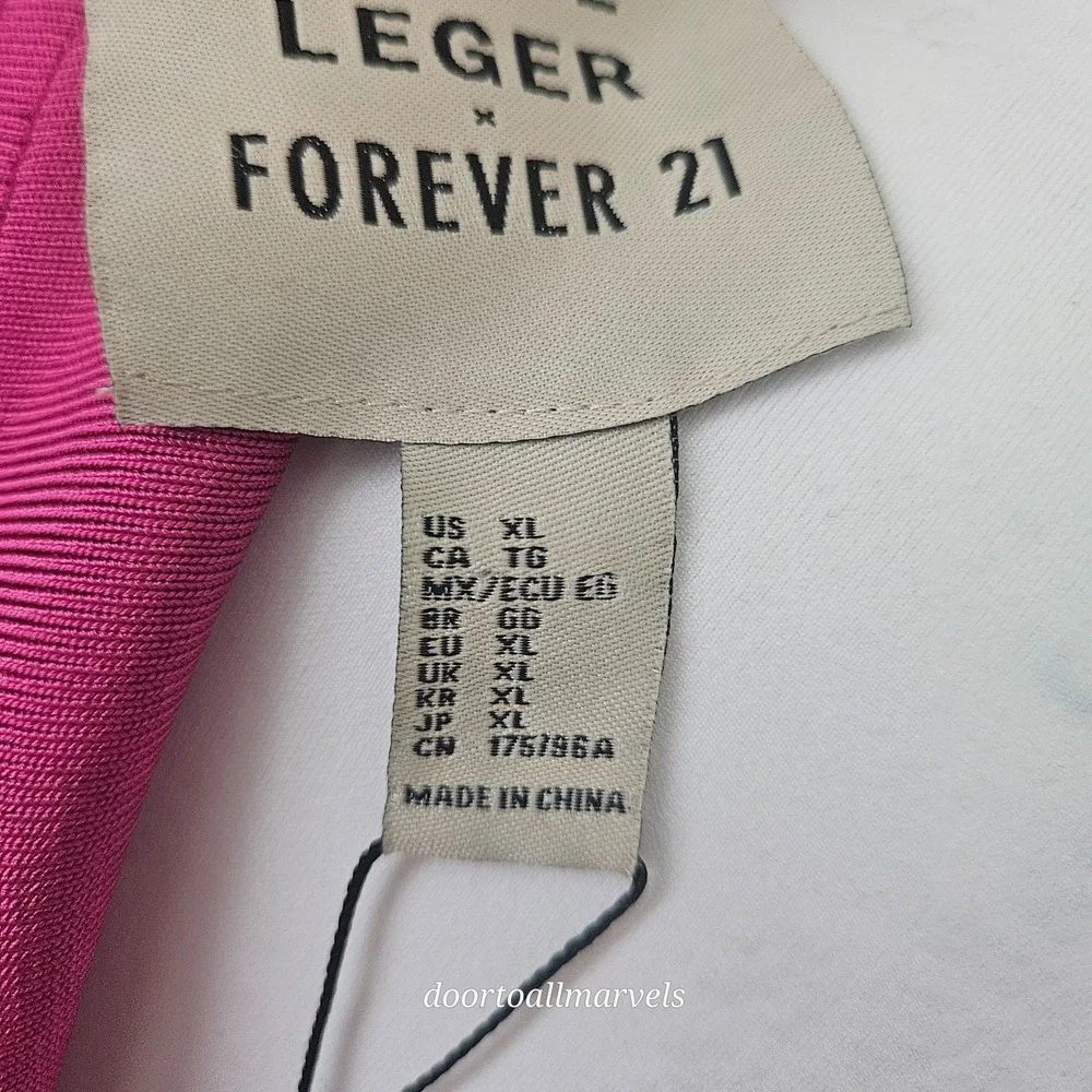 Herve Leger + Forever 21 Fuchsia Pink Bandage Midi Dress sz XL Prom Wedding